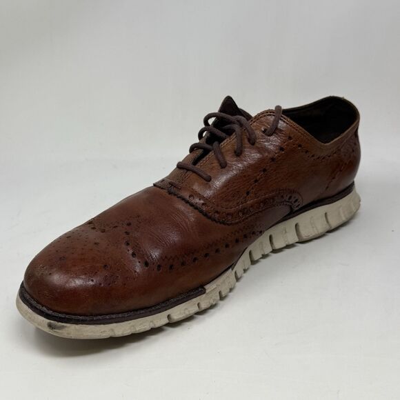 Cole Haan Zerogrand Wingtip Oxford Mens 13 M Brown Burnished Leather Shoes - Picture 10 of 16